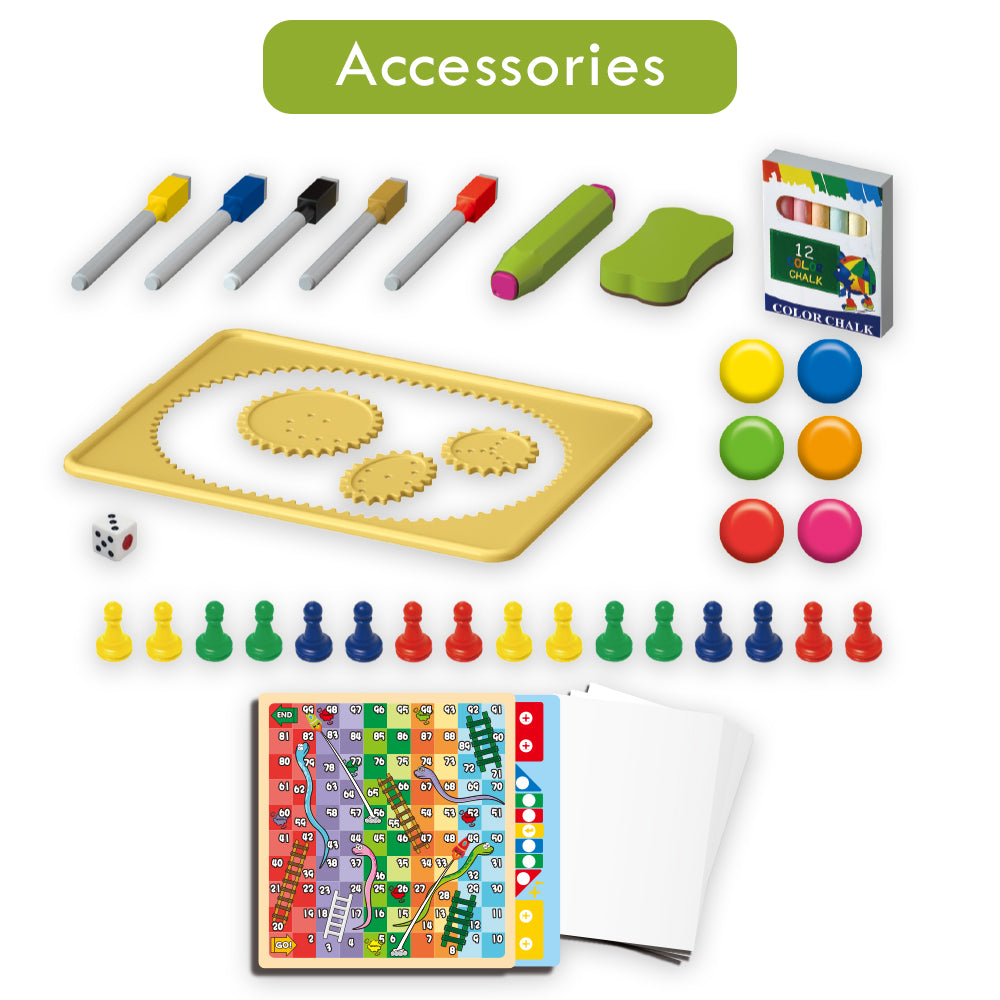 LITTLE STORY Artist Penguin Double Sided Magnetic Drawing Board (46 Pcs) W/2* Board Games - Green