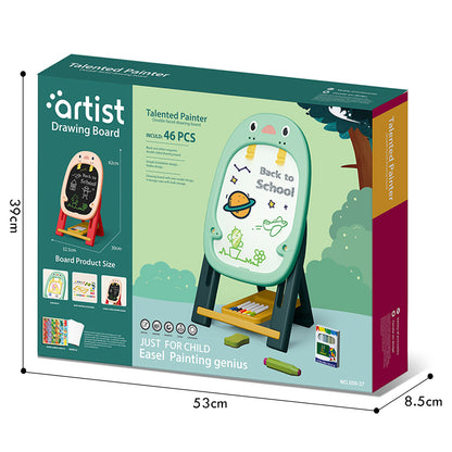 LITTLE STORY Artist Penguin Double Sided Magnetic Drawing Board (46 Pcs) W/2* Board Games - Green