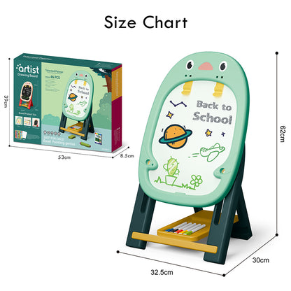 LITTLE STORY Artist Penguin Double Sided Magnetic Drawing Board (46 Pcs) W/2* Board Games - Green