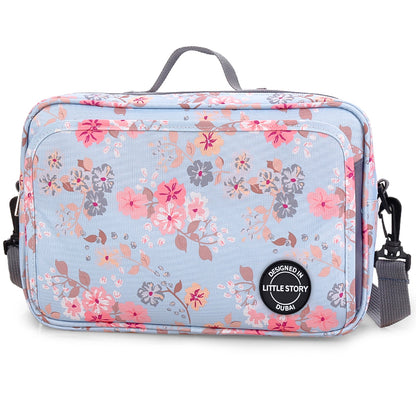 LITTLE STORY Baby Diaper Changing Clutch Kit - Floral Grey