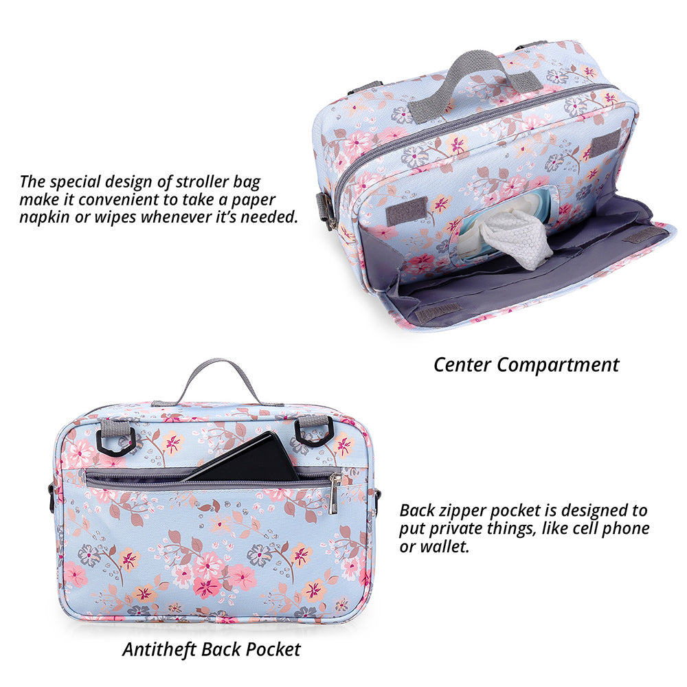 LITTLE STORY Baby Diaper Changing Clutch Kit - Floral Grey