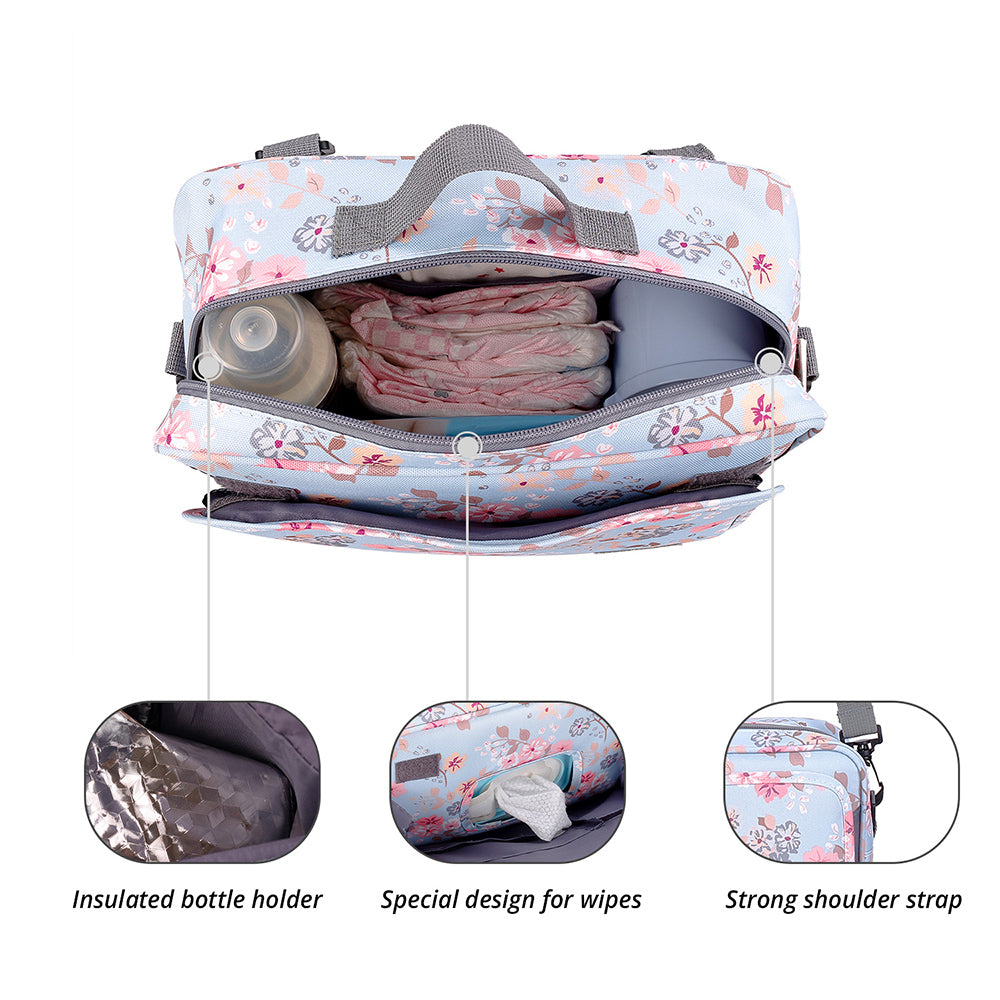 LITTLE STORY Baby Diaper Changing Clutch Kit - Floral Grey