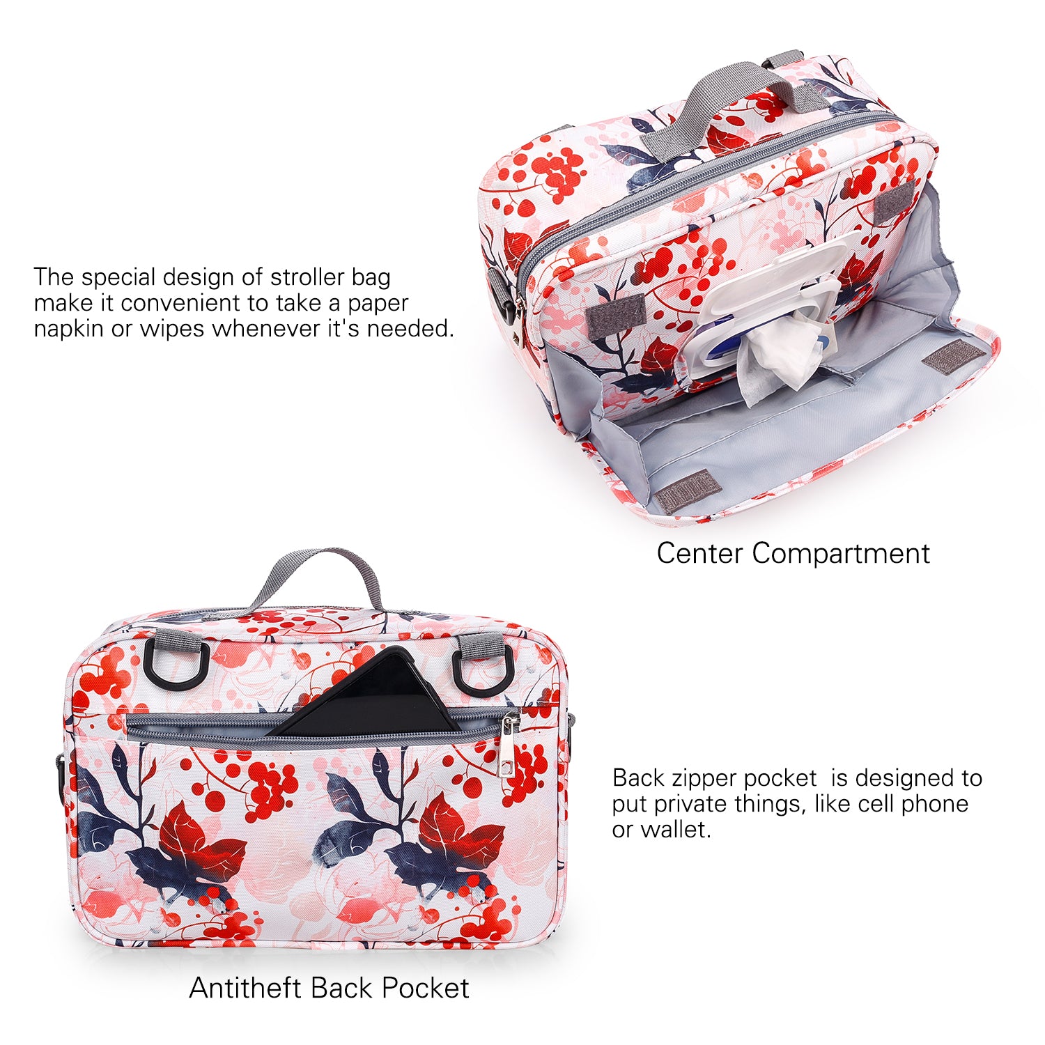 LITTLE STORY Baby Diaper Changing Clutch Kit - Floral Pink