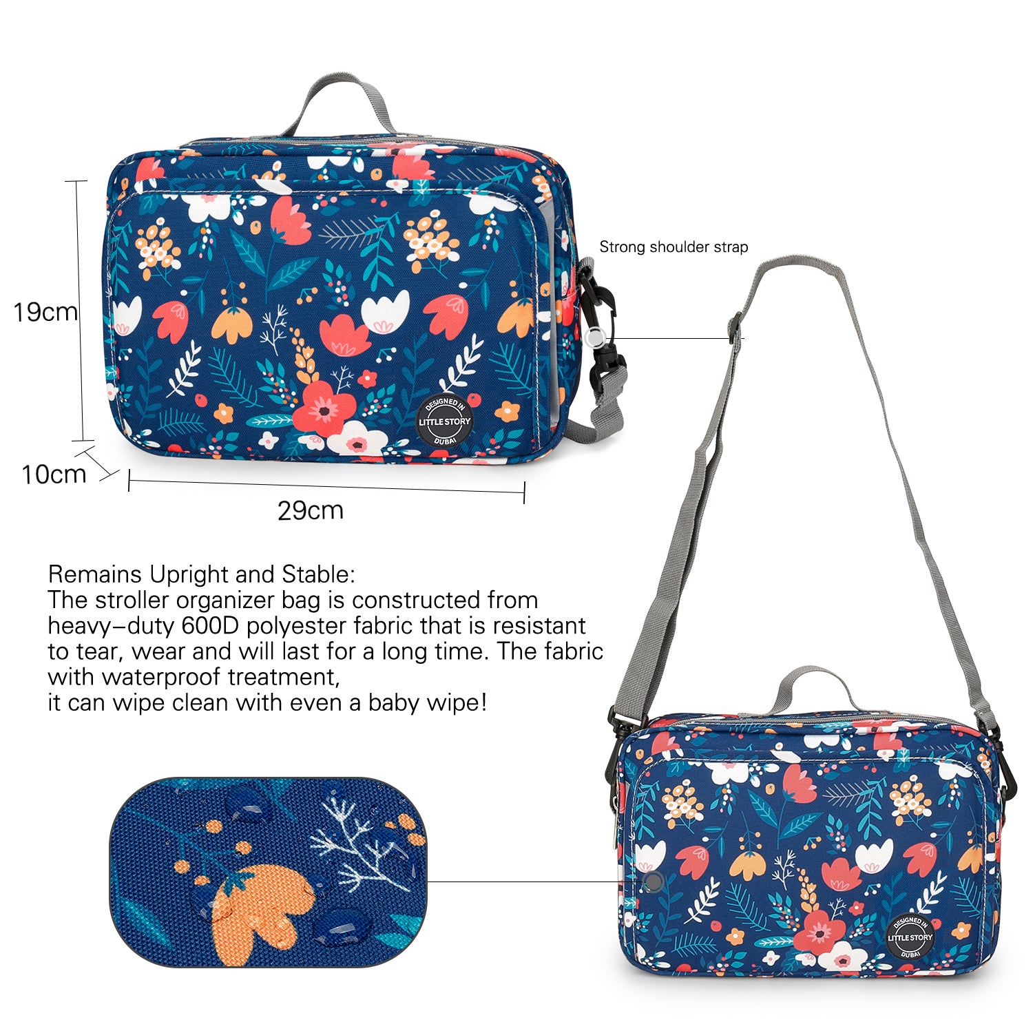 LITTLE STORY Baby Diaper Changing Clutch Kit - Floret Blue