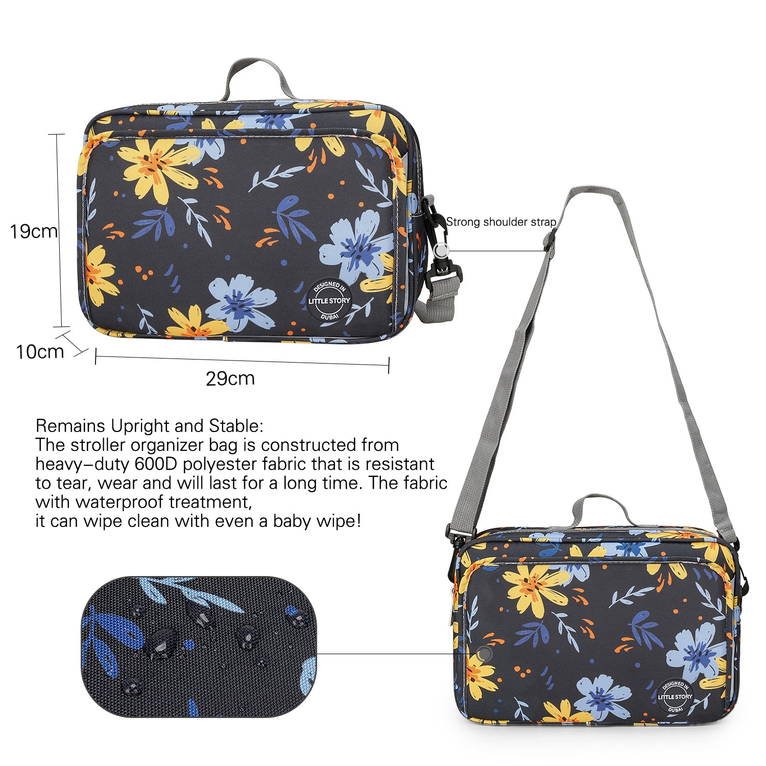 LITTLE STORY Baby Diaper Changing Clutch Kit - Floret Grey