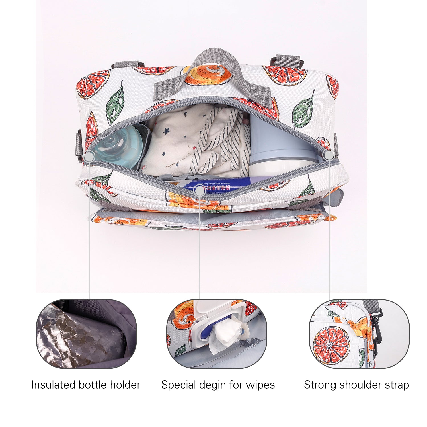 LITTLE STORY Baby Diaper Changing Clutch Kit - Fruity White