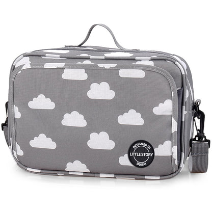 LITTLE STORY Baby Diaper Changing Clutch Kit - Grey Clouds