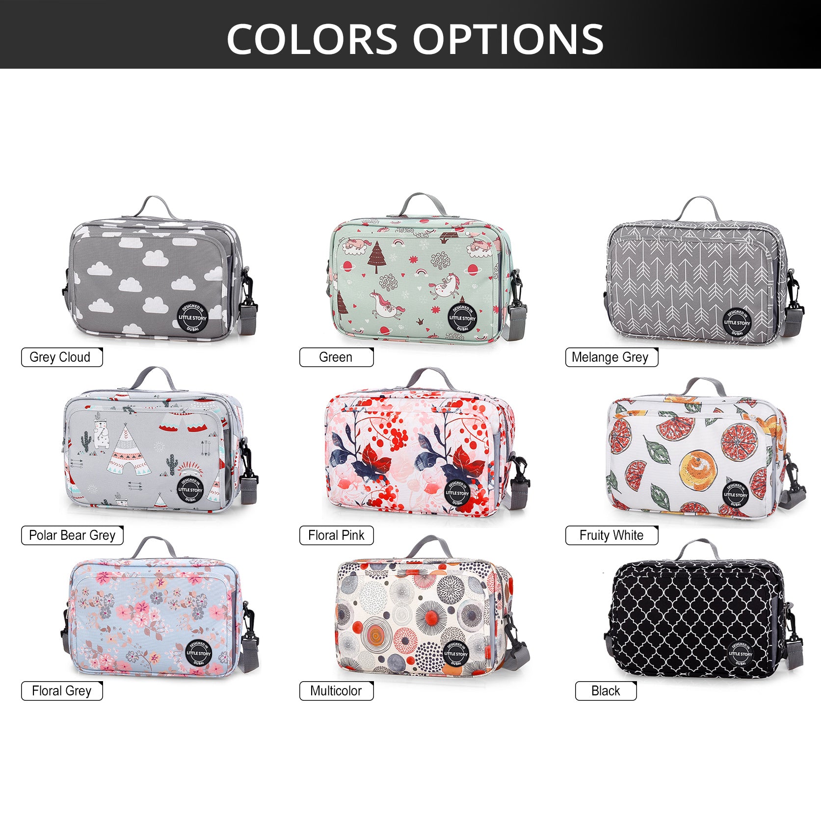LITTLE STORY Baby Diaper Changing Clutch Kit - Grey Clouds