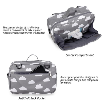 LITTLE STORY Baby Diaper Changing Clutch Kit - Grey Clouds