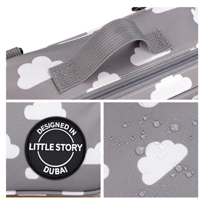LITTLE STORY Baby Diaper Changing Clutch Kit - Grey Clouds