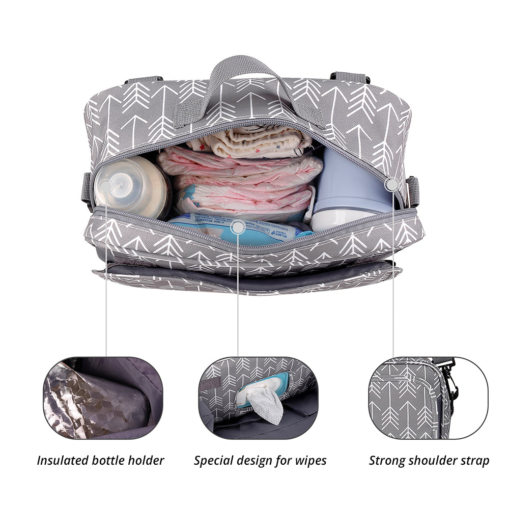 LITTLE STORY Baby Diaper Changing Clutch Kit - Melange Grey