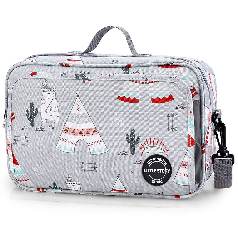 LITTLE STORY Baby Diaper Changing Clutch Kit - Polar Bear Grey