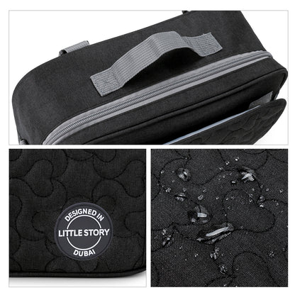 LITTLE STORY Baby Diaper Changing Clutch Kit - Quilted Black