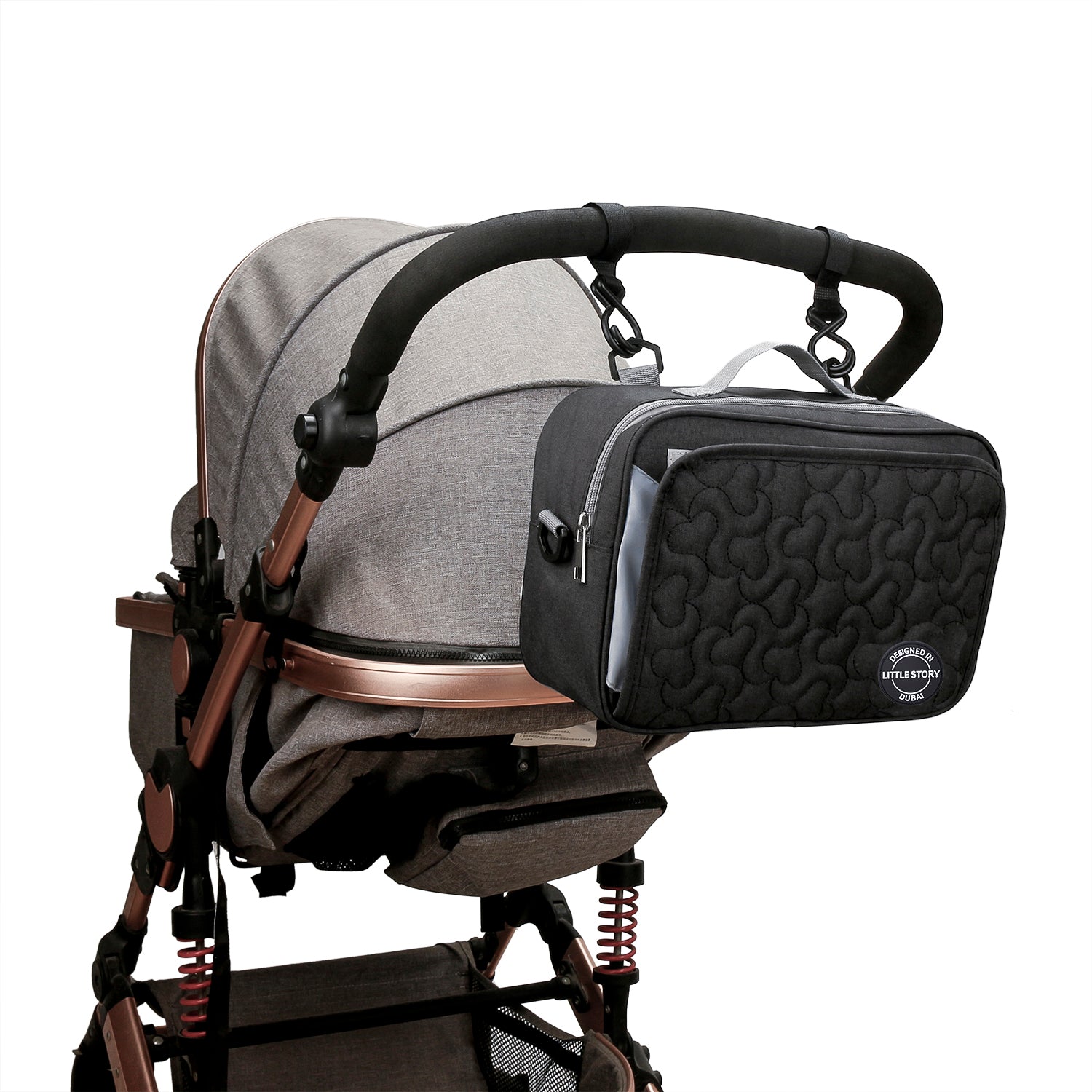 LITTLE STORY Baby Diaper Changing Clutch Kit - Quilted Black