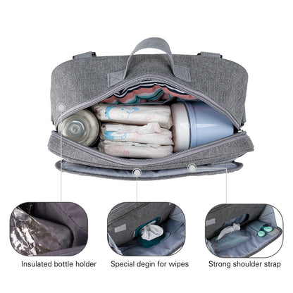 LITTLE STORY Baby Diaper Changing Clutch Kit - Quilted Grey