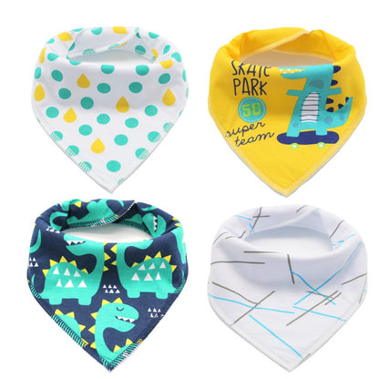 LITTLE STORY Bandana Drool Bibs Set of 4 - DINOSAUR