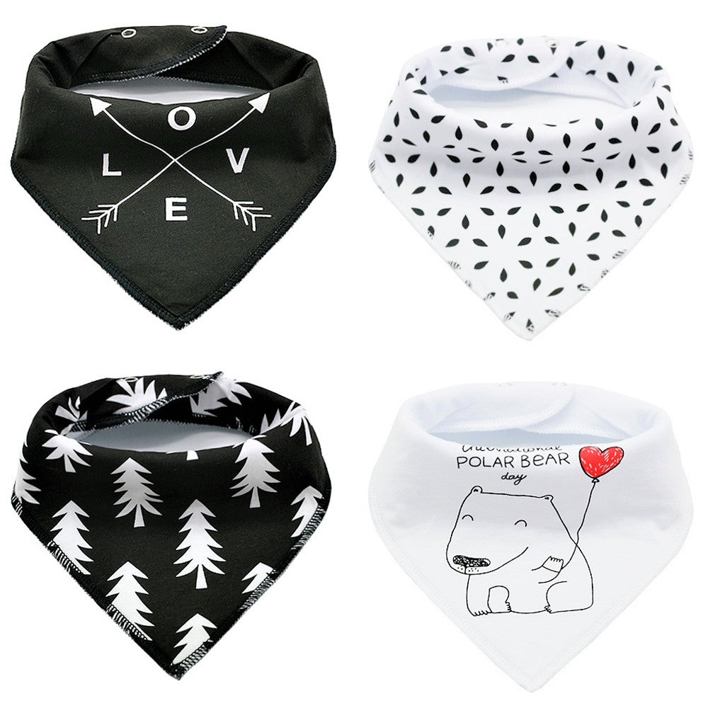 LITTLE STORY Bandana Drool Bibs Set of 4 - LOVE