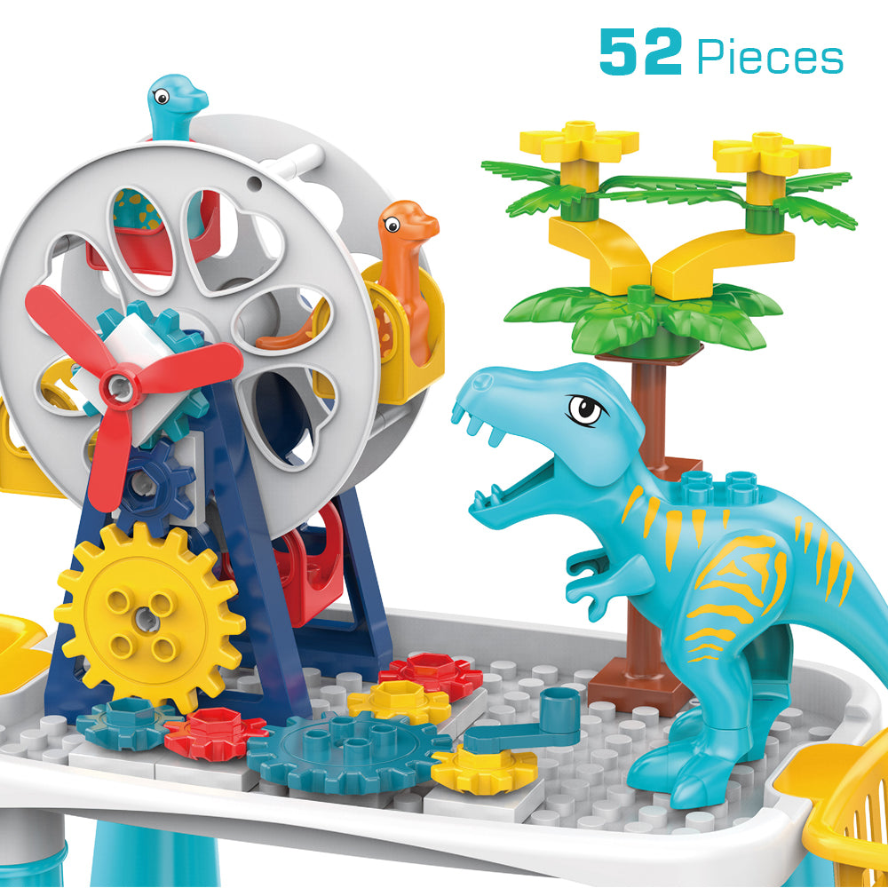 LITTLE STORY DIY Dinosaur Ferris Wheels Blocks Table(52pcs), STEM Series - Multicolor