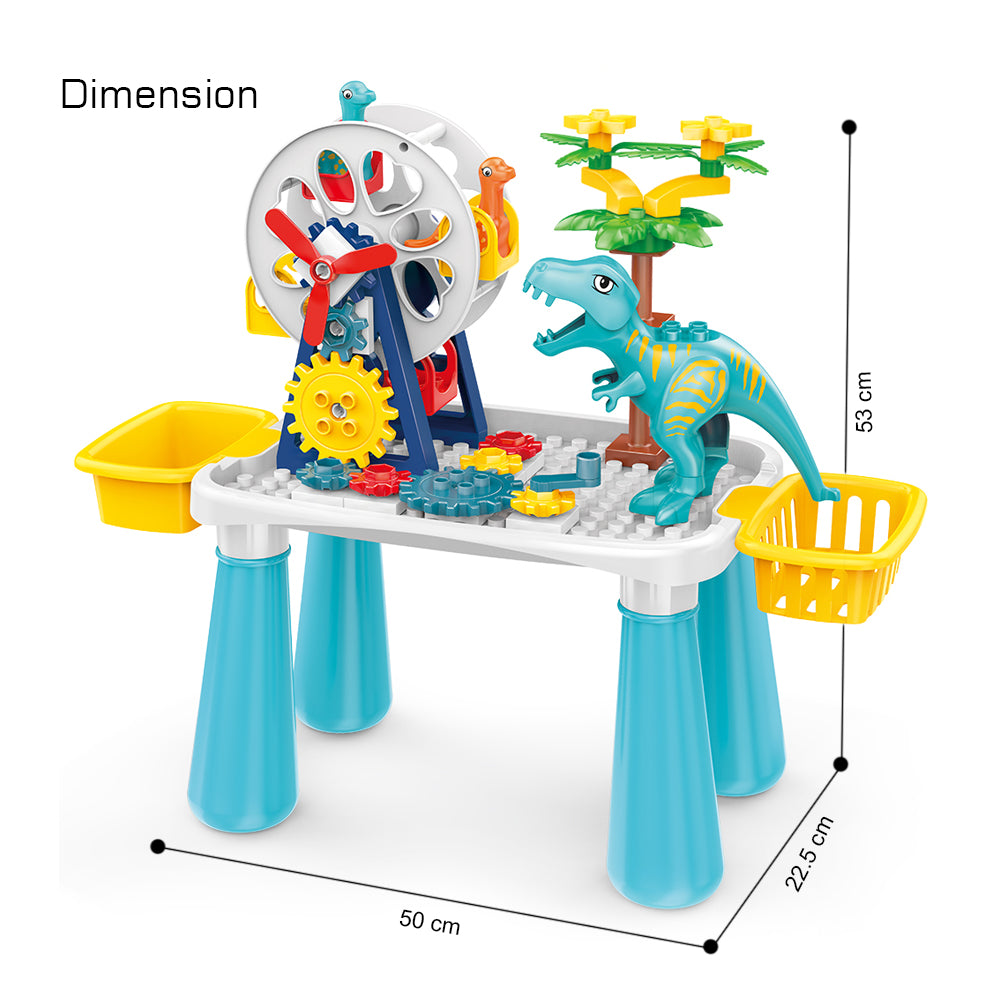 LITTLE STORY DIY Dinosaur Ferris Wheels Blocks Table(52pcs), STEM Series - Multicolor