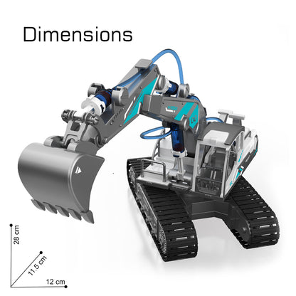 LITTLE STORY DIY Hydraulic Power Principle based 3 - IN - 1 Excavator/Bulldozer/JCB Toy (130 Pcs), STEM Series - Grey