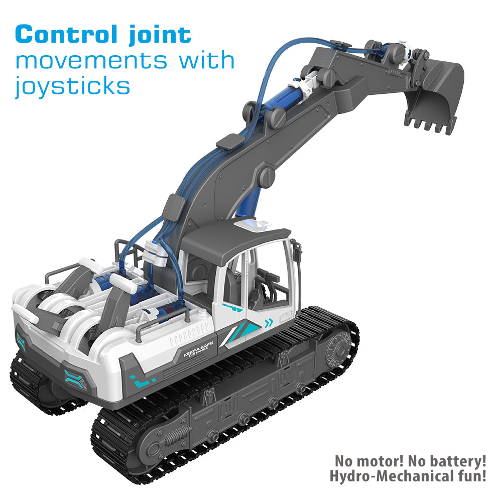 LITTLE STORY DIY Hydraulic Power Principle based 3 - IN - 1 Excavator/Bulldozer/JCB Toy (130 Pcs), STEM Series - Grey