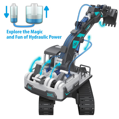 LITTLE STORY DIY Hydraulic Power Principle based 3 - IN - 1 Excavator/Bulldozer/JCB Toy (130 Pcs), STEM Series - Grey