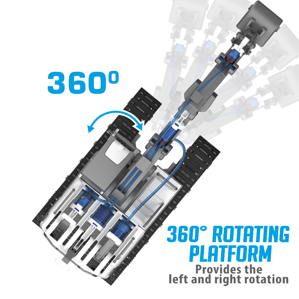 LITTLE STORY DIY Hydraulic Power Principle based 3 - IN - 1 Excavator/Bulldozer/JCB Toy (130 Pcs), STEM Series - Grey