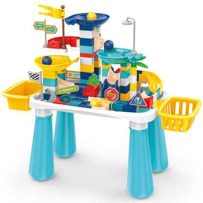 LITTLE STORY DIY Slide Track Rolling Ball Blocks Table(111pcs), STEM Series - Multicolor