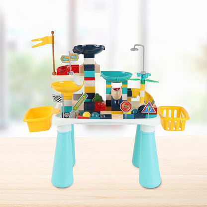 LITTLE STORY DIY Slide Track Rolling Ball Blocks Table(111pcs), STEM Series - Multicolor