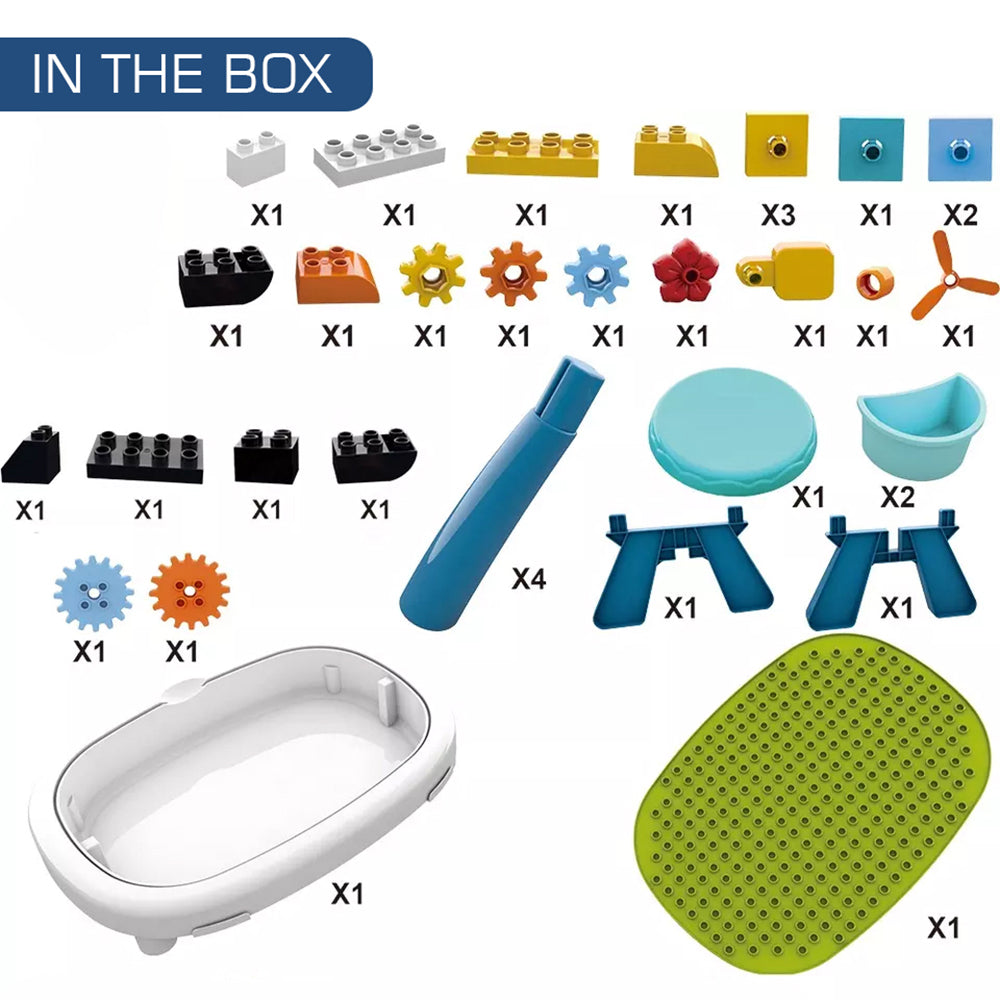 LITTLE STORY DIY Spinning Puzzle Building Blocks Set w/Stool (35pcs), STEM Series - Multicolor