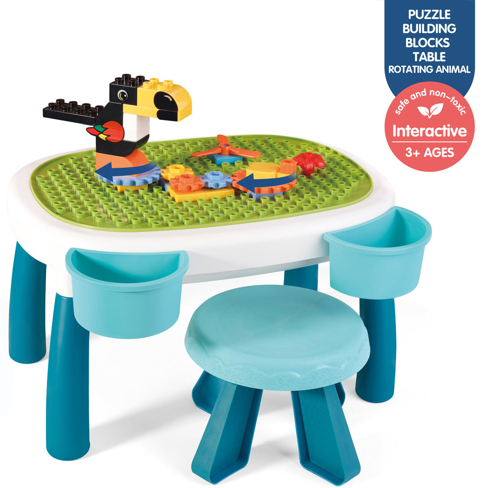 LITTLE STORY DIY Spinning Puzzle Building Blocks Set w/Stool (35pcs), STEM Series - Multicolor