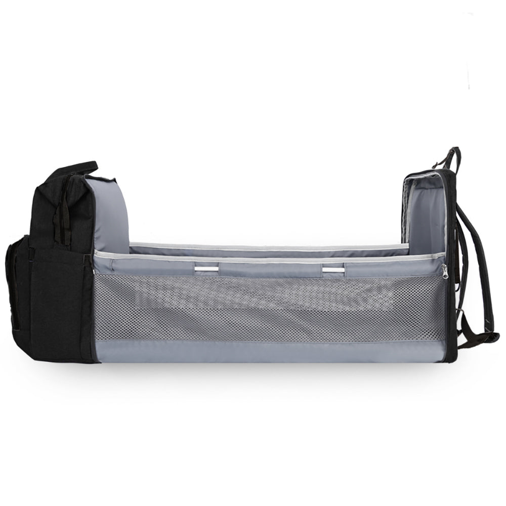 LITTLE STORY - Diaper bag wt portable bassinet bed - Black