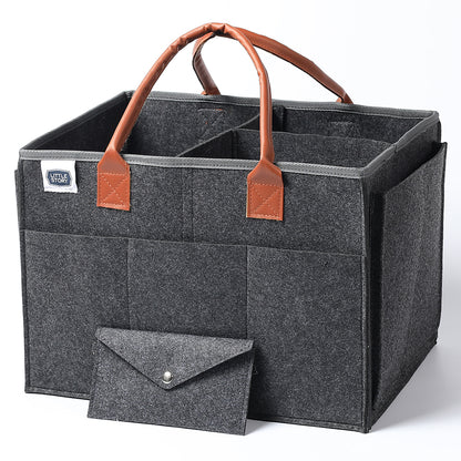 LITTLE STORY Diaper Caddy + Pouch - Large - Dark Grey