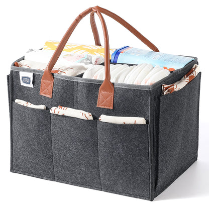 LITTLE STORY Diaper Caddy + Pouch - Large - Dark Grey