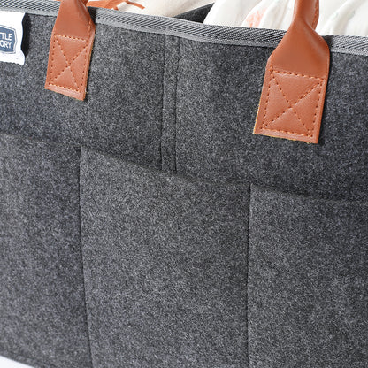 LITTLE STORY Diaper Caddy + Pouch - Large - Dark Grey