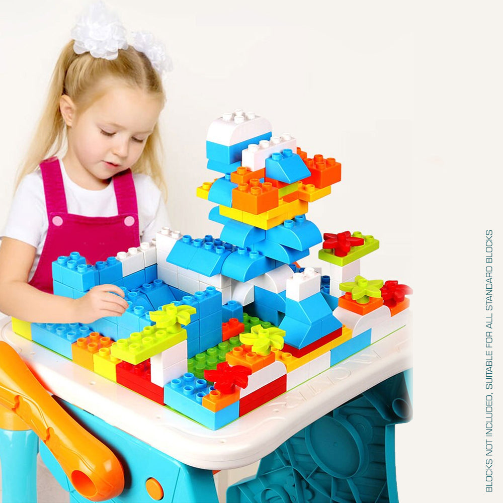 LITTLE STORY Double Sided 2 - IN - 1 Blocks Table & Magnetic Learning Board Set with Chair - Multicolor