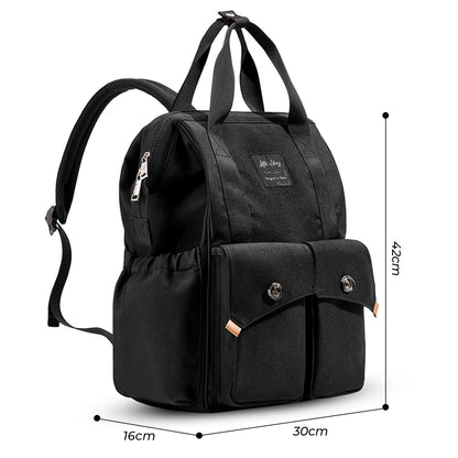 LITTLE STORY Elite Diaper Bag w/Stroller Hooks & Changing mat - Black