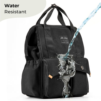 LITTLE STORY Elite Diaper Bag w/Stroller Hooks & Changing mat - Black