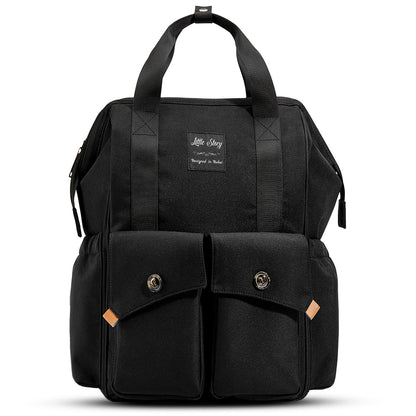 LITTLE STORY Elite Diaper Bag w/Stroller Hooks & Changing mat - Black