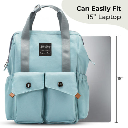 LITTLE STORY Elite Diaper Bag w/Stroller Hooks & Changing mat - Blue