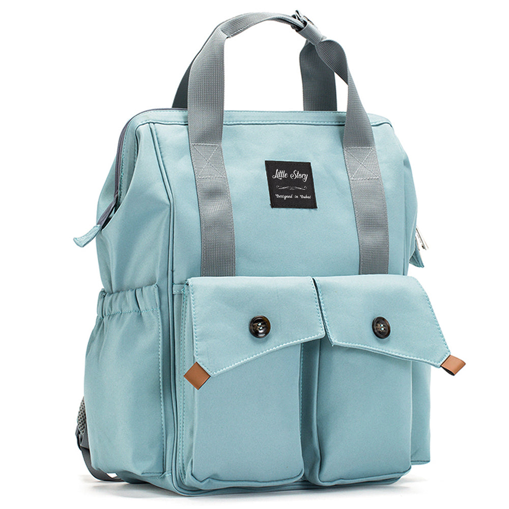 LITTLE STORY Elite Diaper Bag w/Stroller Hooks & Changing mat - Blue