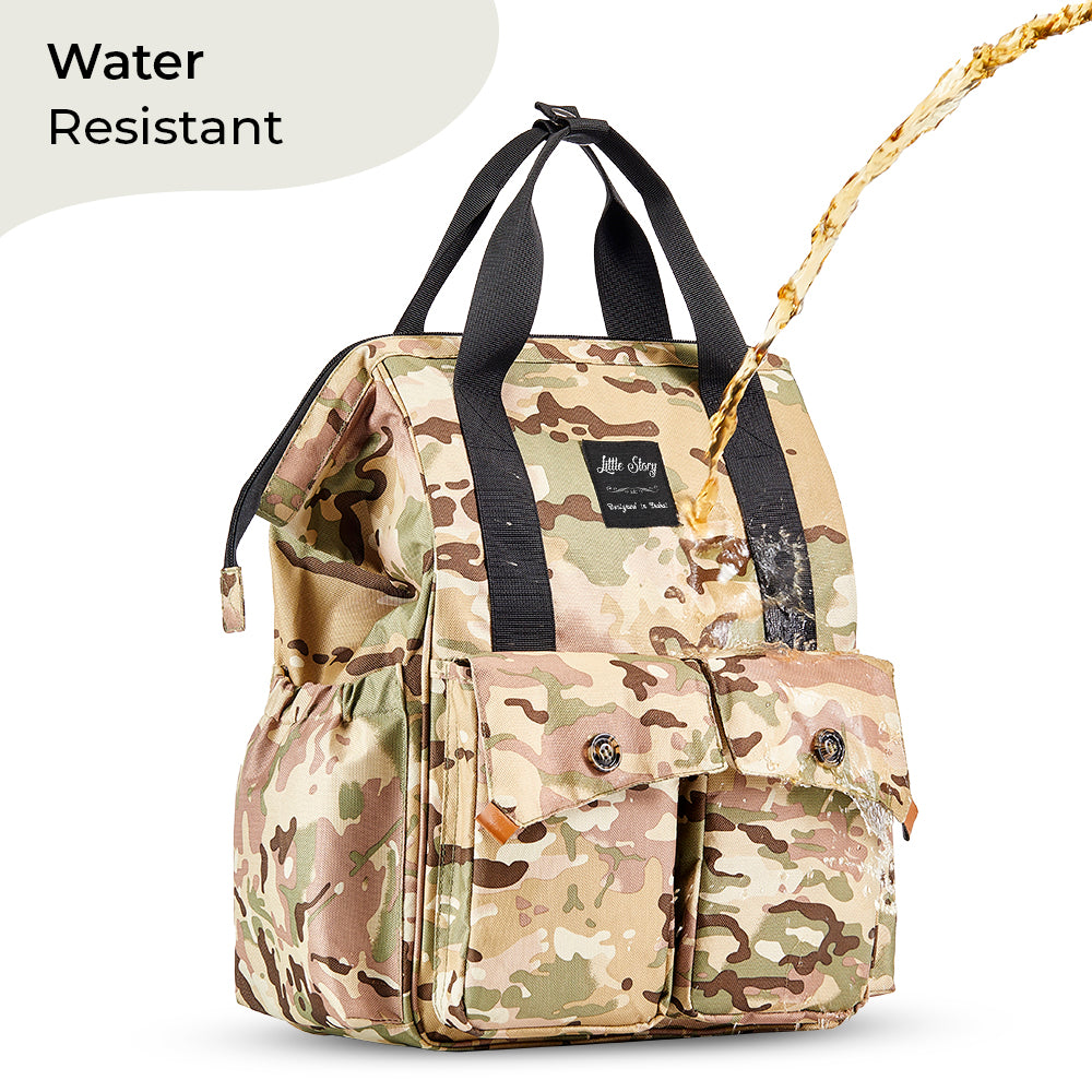 LITTLE STORY Elite Diaper Bag w/Stroller Hooks & Changing mat - Camouflage