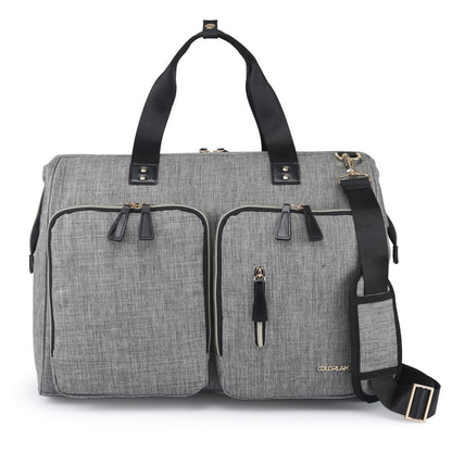 LITTLE STORY Gabrielle Mom Dad XL Travel Diaper Bag w/Diaper Changing Mat - Grey