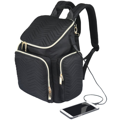 LITTLE STORY Georgia Diaper Bag wt Changing Pad & Stroller Hooks - Black