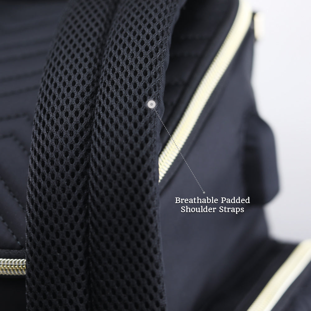 LITTLE STORY Georgia Diaper Bag wt Changing Pad & Stroller Hooks - Black