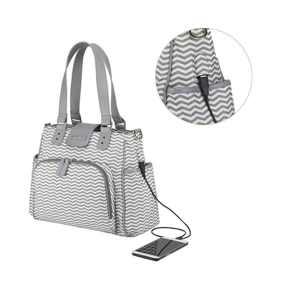 LITTLE STORY Jane Diaper Bag wt USB - Grey