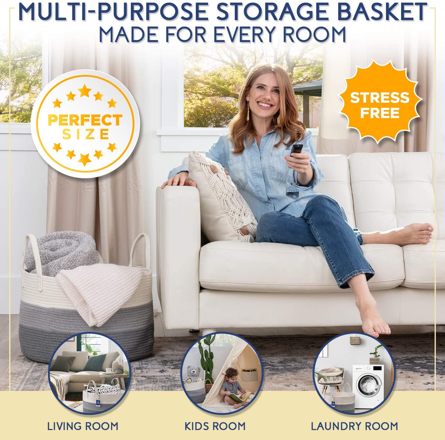 Little Story Multipurpose/Laundry Caddy Basket XXL - Grey