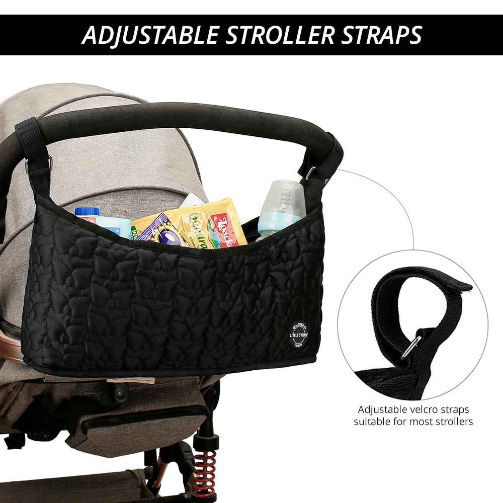 LITTLE STORY Premium Stroller Bag - Quilted - Black