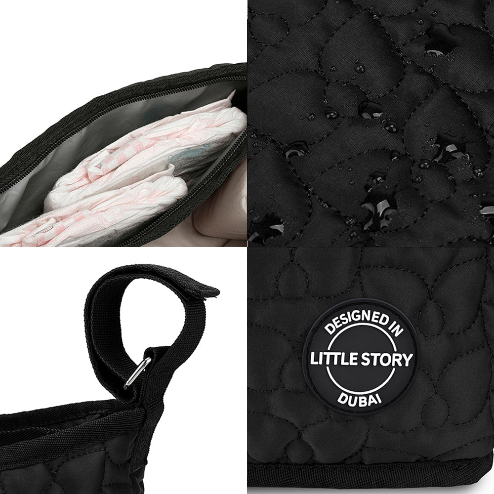 LITTLE STORY Premium Stroller Bag - Quilted - Black