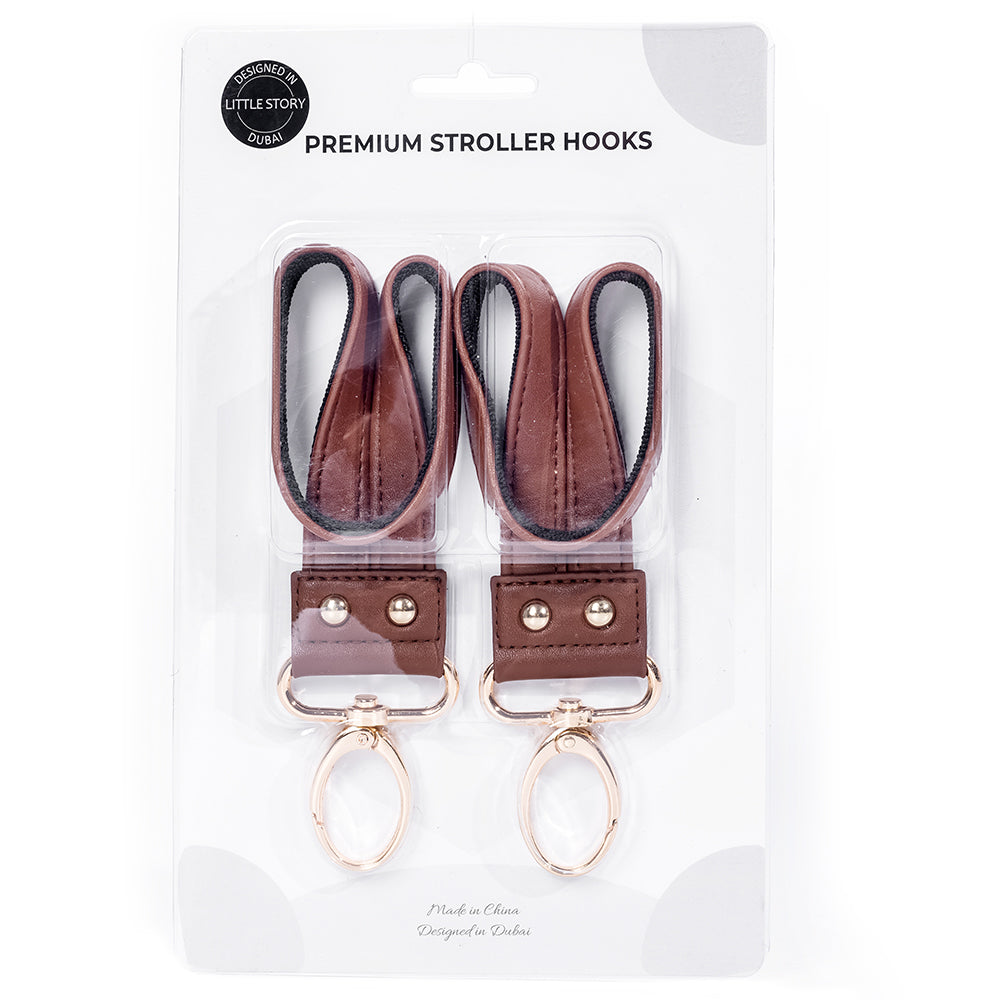 LITTLE STORY Premium Stroller Hooks - Brown